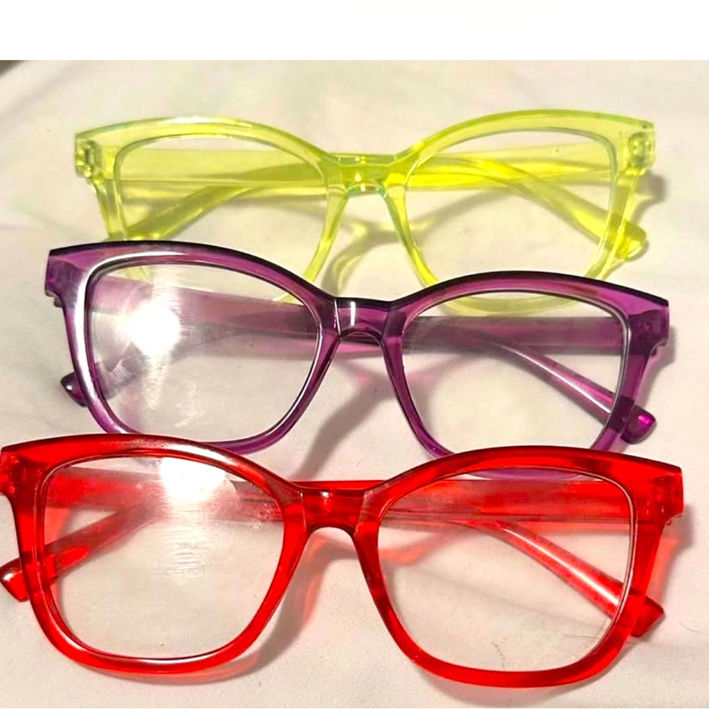 Colorful Kids Glasses Set - Red, Purple, Yellow